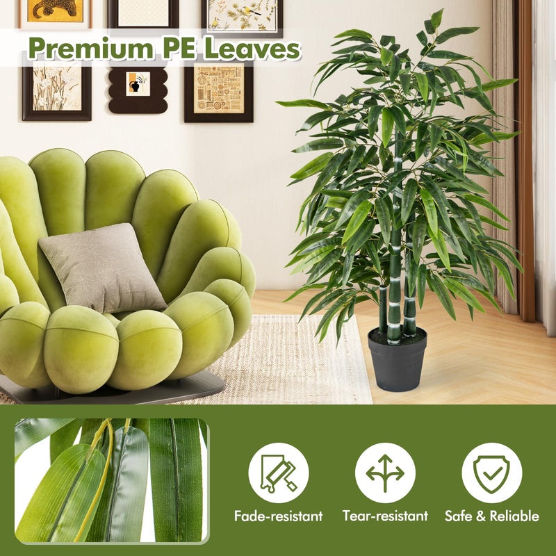 Load image into Gallery viewer, Goplus Artificial Bamboo Tree, 50" Tall Set of 2 Fake Bamboo Plant with 3 PE Bamboo Trunk & Flush Leaves