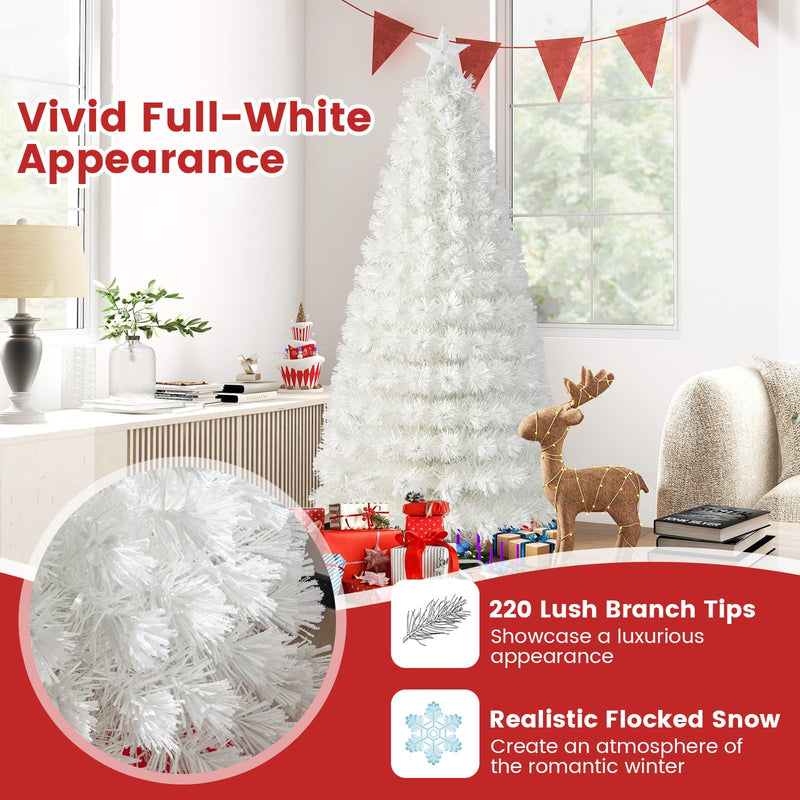 Load image into Gallery viewer, Goplus 6ft/7ft Pre-Lit White Snow Flocked Artificial Christmas Tree