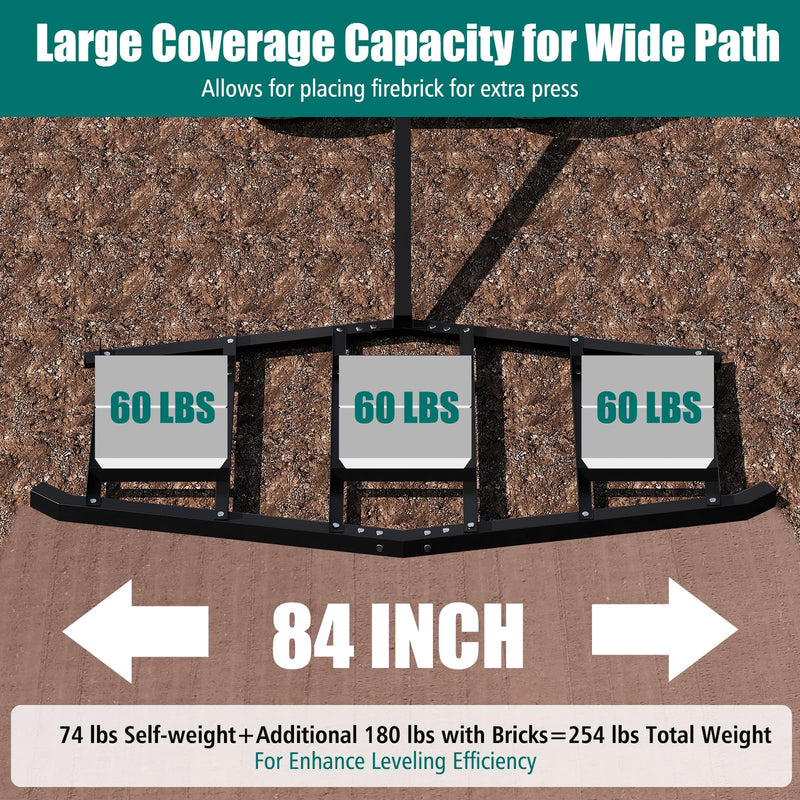 Load image into Gallery viewer, Goplus 84" Wide Driveway Drag Tow Behind Landscape Leveling Rake w/Reinforced Bars