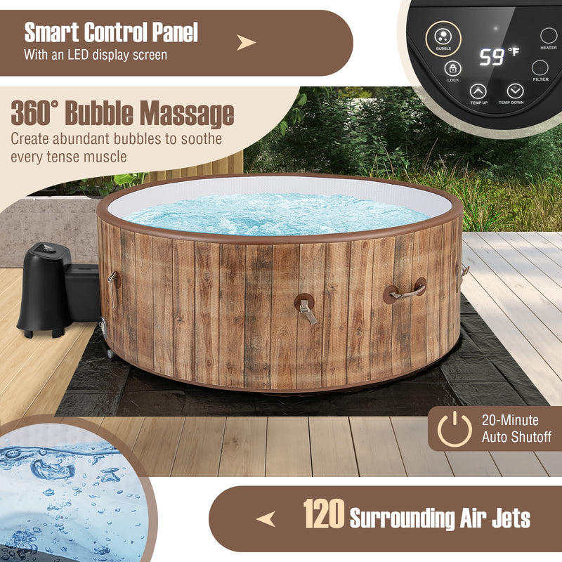 Load image into Gallery viewer, Goplus Inflatable Hot Tub, 4-6 Person 72” Round Pool Hottub w/120 Air Jets, Heater Pump, Control Panel