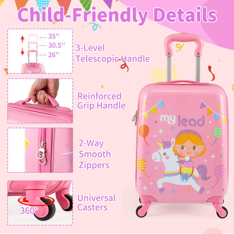 Load image into Gallery viewer, 2 PCS Kid Luggage Set With Spinner Wheels for Children Boys Girls-Pink
