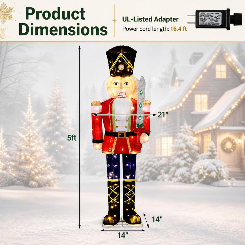 Load image into Gallery viewer, Goplus 5 FT Nutcracker Christmas Decor Outdoor with 100 LED Lights