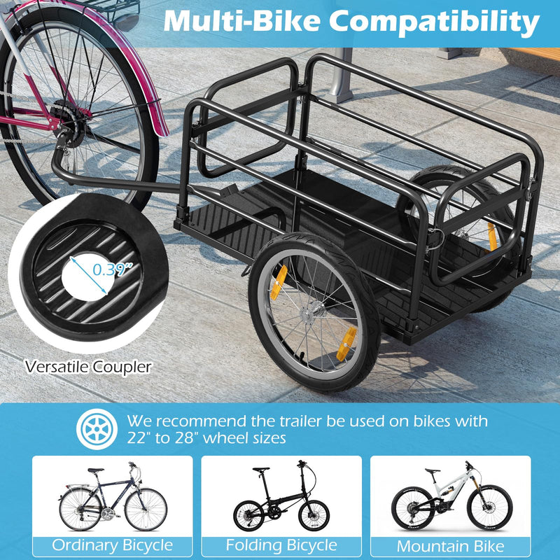 Load image into Gallery viewer, Goplus Bike Cargo Trailer, Folding Bike Cart with Weather-Proof Oxford Cover, Universal Hitch, 16" Pneumatic Wheels