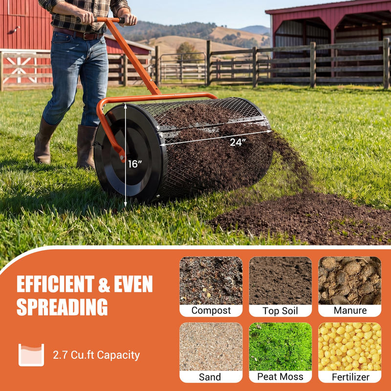Load image into Gallery viewer, Goplus Compost Spreader 24" Peat Moss Spreader Roller