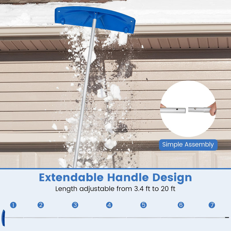 Load image into Gallery viewer, Goplus 3.4-20 FT Extendable Snow Removal Tool with 24" Wide Blade & Wheels