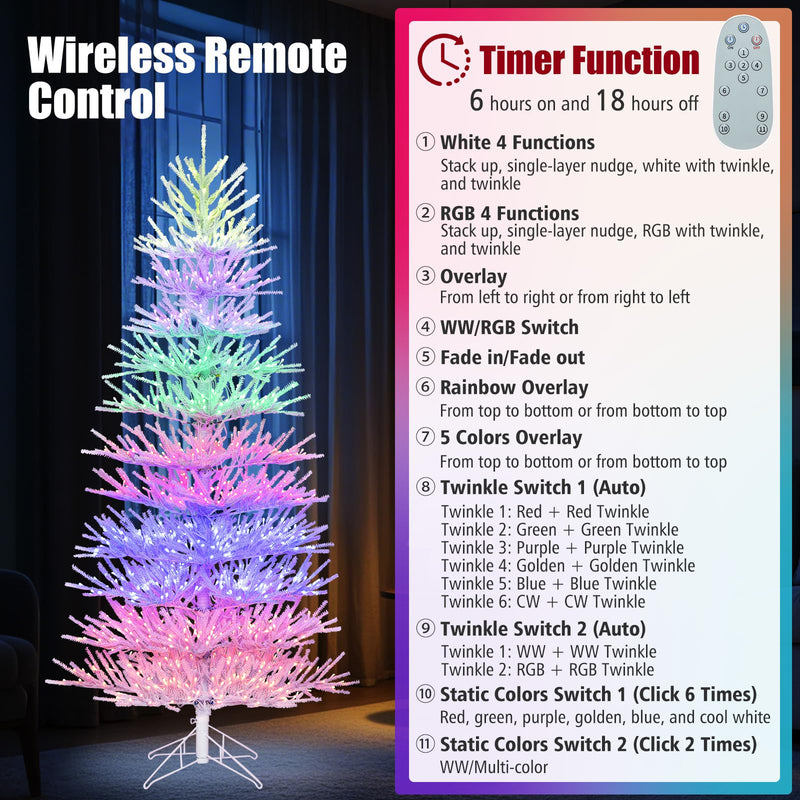 Load image into Gallery viewer, Goplus 7ft Pre-Lit Artificial Christmas Tree with 923 Multicolored LED RGB Lights