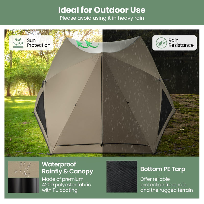 Load image into Gallery viewer, Goplus Pop-up Camping Tent for 4/5/6 Person, 6-Sided Family Tent w/Rainfly, Skylight, 3 Doors