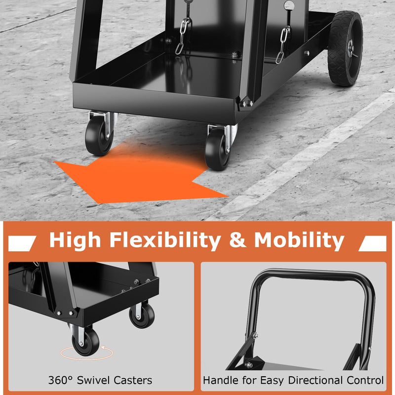 Load image into Gallery viewer, Goplus 3-Tier Welder Cart, Heavy Duty Welding Cart w/ 2 Safety Chains