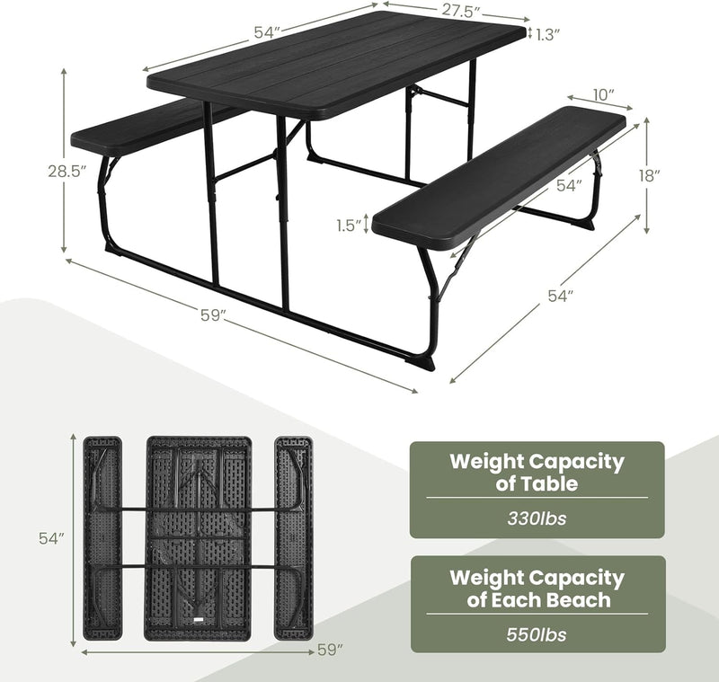 Load image into Gallery viewer, Goplus Foldable Picnic Table with Benches