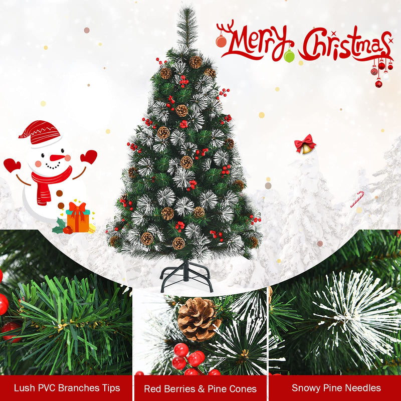 Load image into Gallery viewer, Goplus 4ft Snowy Artificial Christmas Tree Premium PVC Lifelike Full Tree for Holiday Celebration