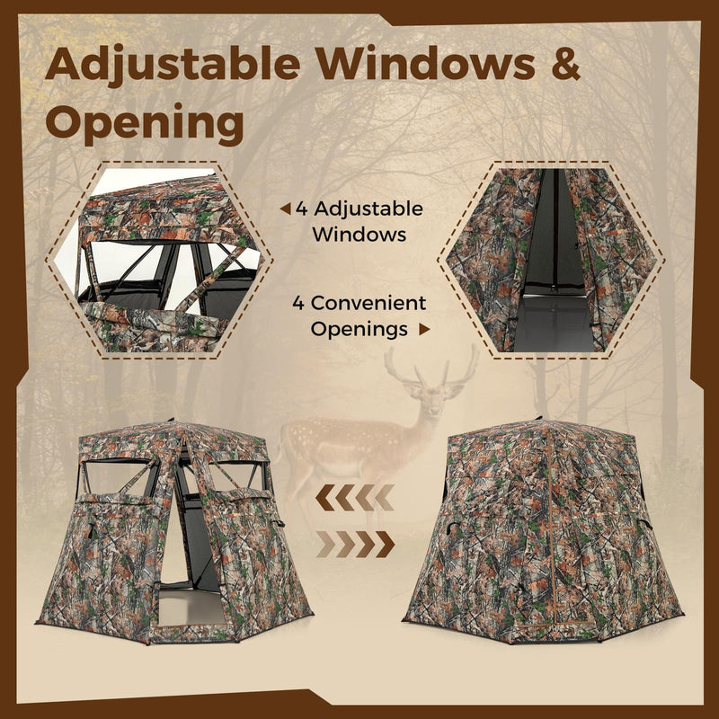 Load image into Gallery viewer, Goplus Camouflage Hunting Blind, One-Way See-Through Hunting Tent w/360° Viewing Range
