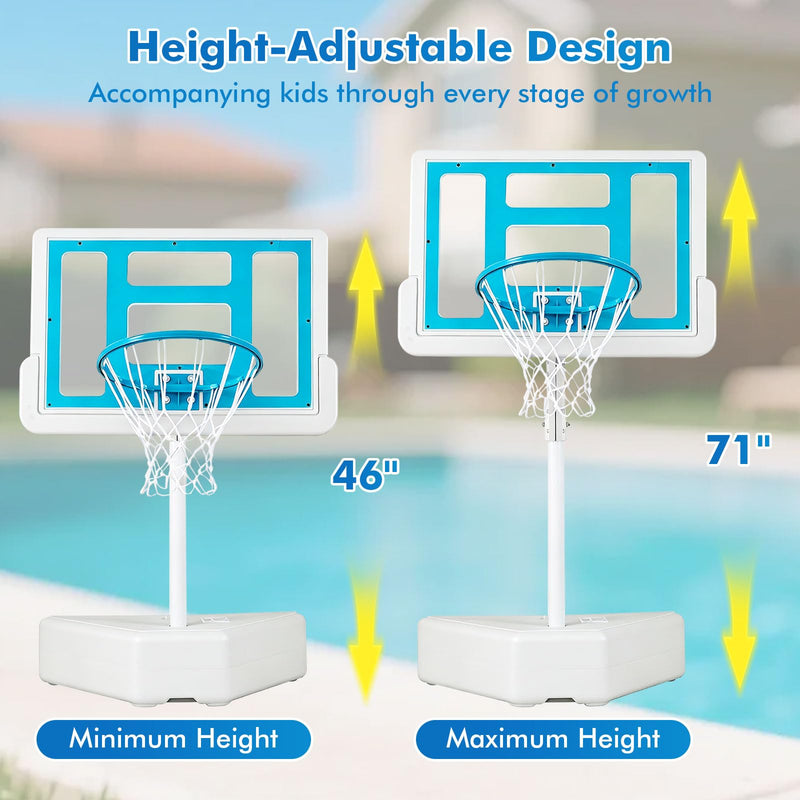 Load image into Gallery viewer, Goplus Pool Basketball Hoop w/Adjustable Height 2 Balls and Pump