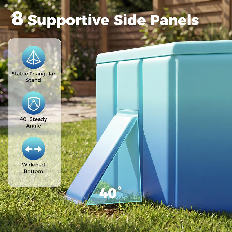 Load image into Gallery viewer, Goplus Foldable Portable Rectangle Around Ground Pool with 24 Hard Shell and Drain Hose