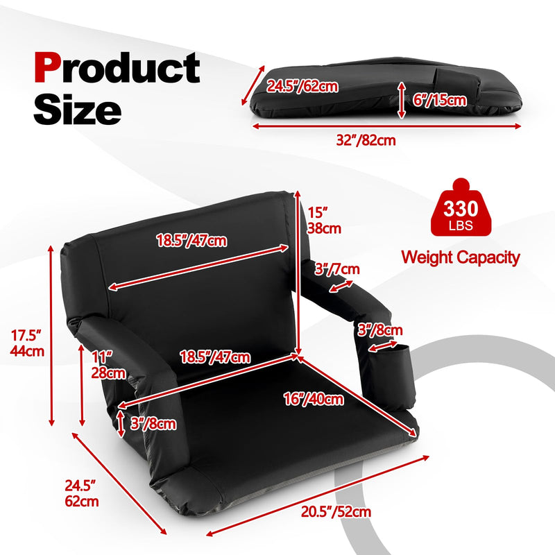 Load image into Gallery viewer, Goplus Stadium Seating for Bleachers, Folding Bleacher Chair with Back Support, 6 Reclining Positions