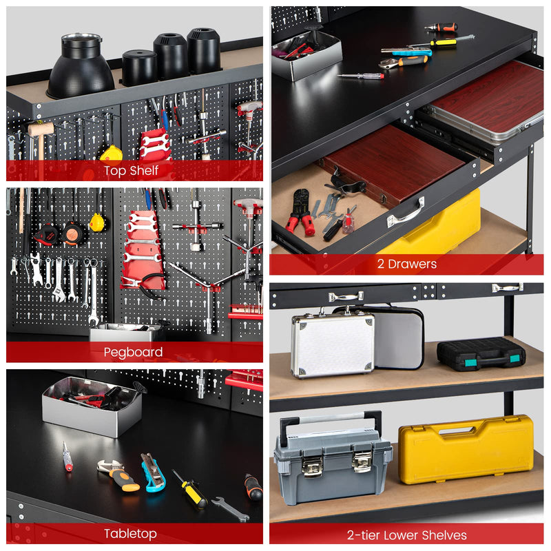 Load image into Gallery viewer, Goplus Work Bench with Pegboard