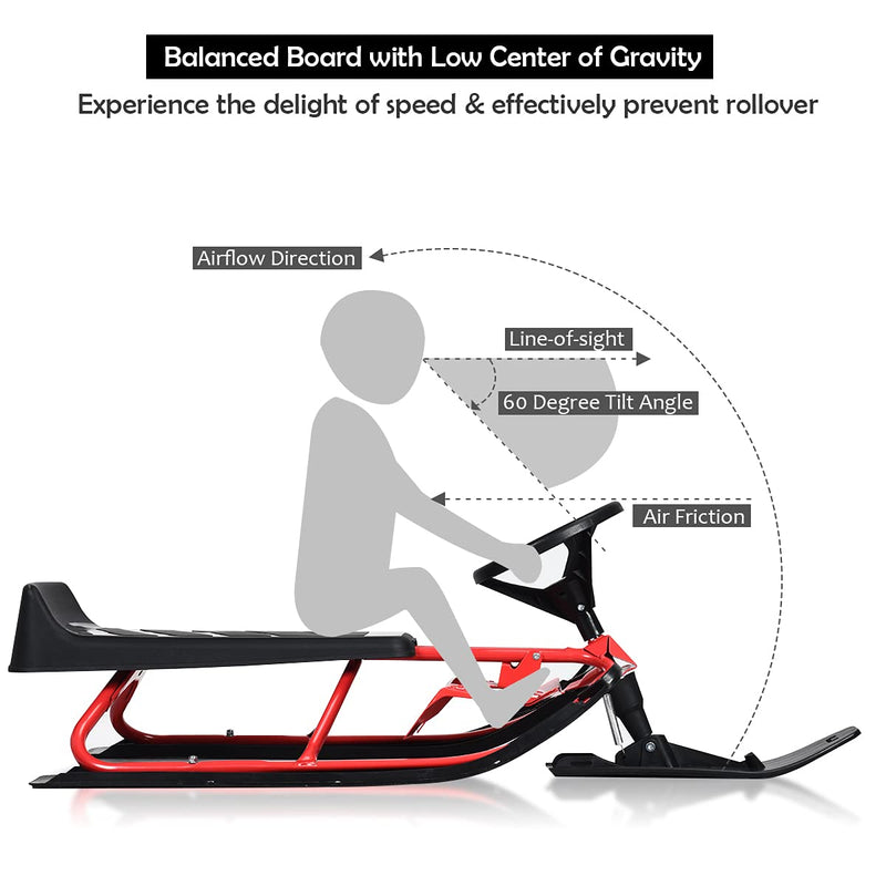 Load image into Gallery viewer, Snow Racer Sled, Ski Sled Slider Board with Twin Brakes