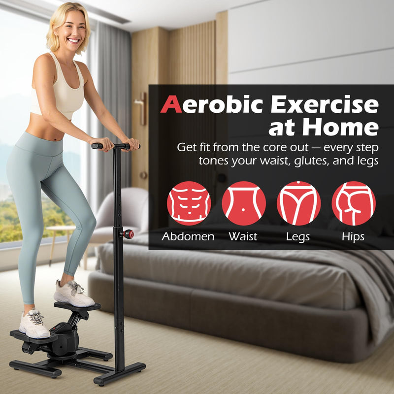 Load image into Gallery viewer, Goplus 2 in 1 Twist Stepper with Handlebar Waist Twister Platform & LCD Monitor