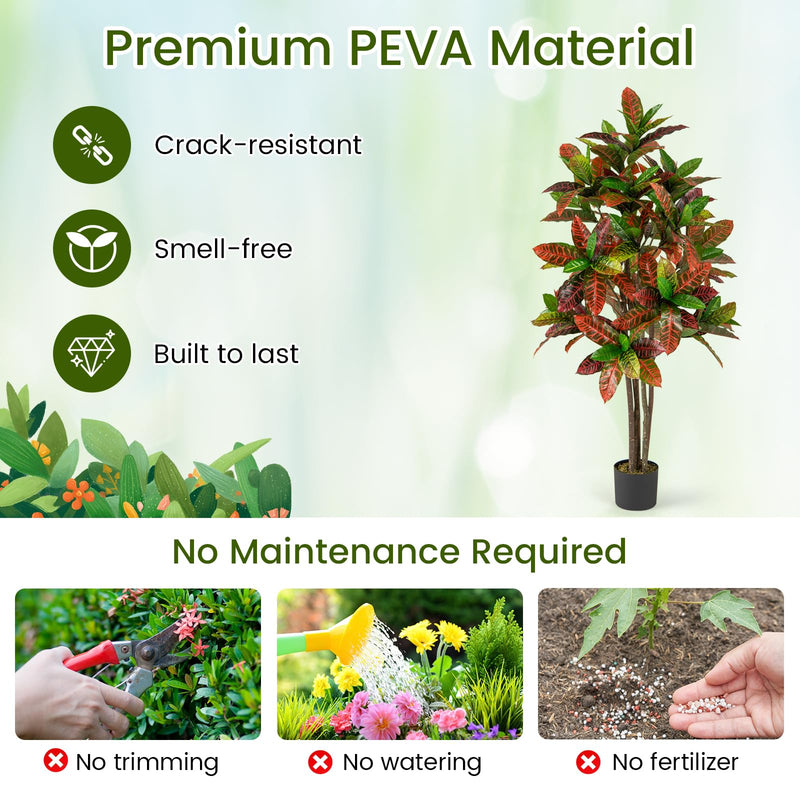 Load image into Gallery viewer, Goplus 5 FT Tall Artificial Croton Palm Tree in Pot with Gradient Leaves