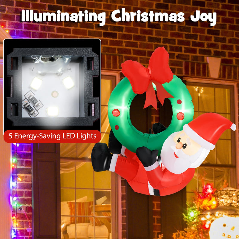 Load image into Gallery viewer, Goplus Christmas Inflatables, 4FT Blow up Santa Claus w/LED Lights & Christmas Wreath