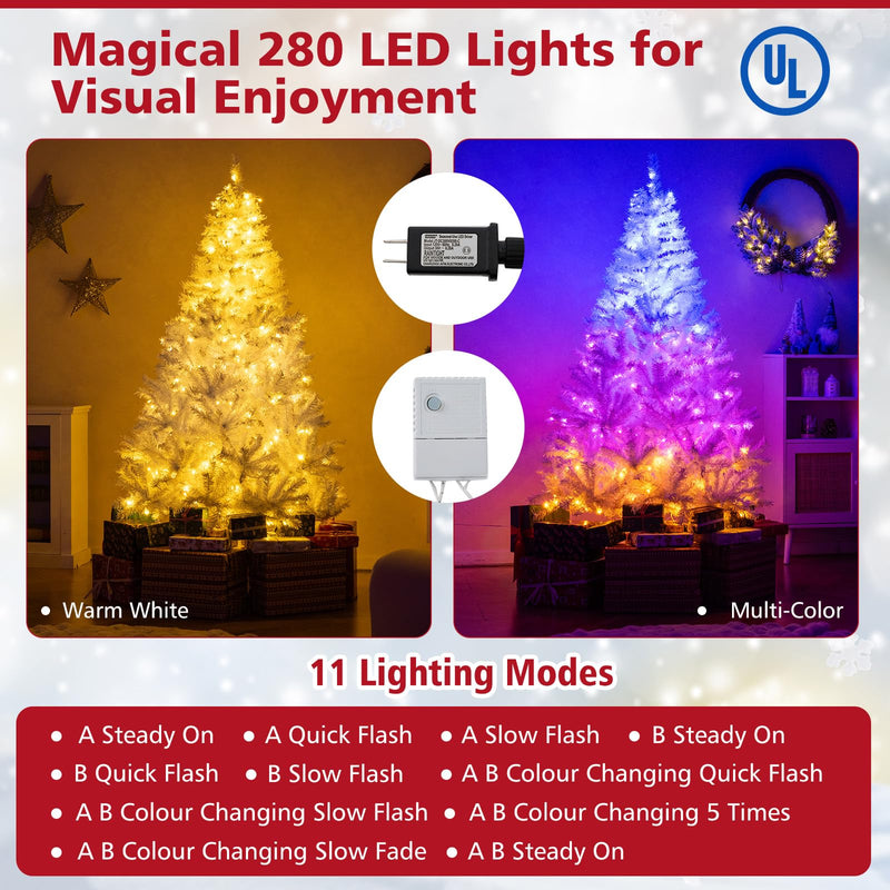 Load image into Gallery viewer, Goplus White Pre-Lit Artificial Christmas Tree with Warm White & 3-Color LED Lights