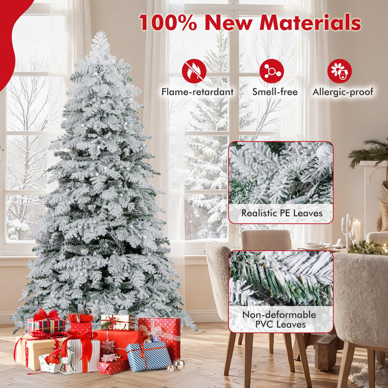 Load image into Gallery viewer, Goplus Pre-Lit Snow Flocked Christmas Tree with Mixed Branch Tips & LED Lights