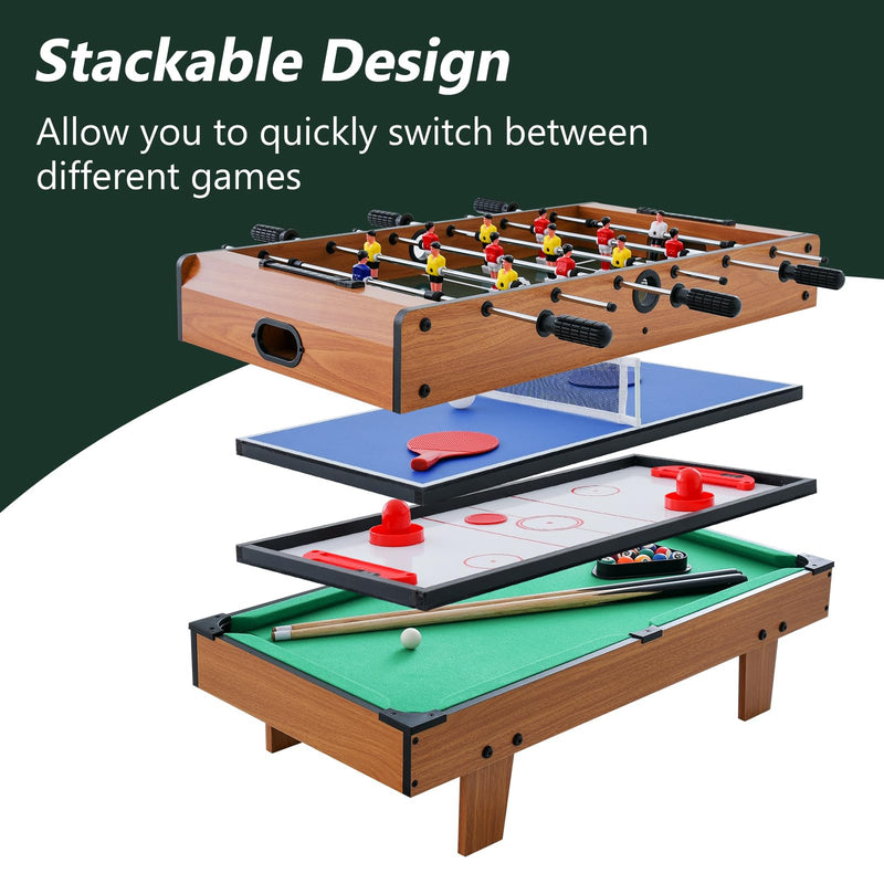 Load image into Gallery viewer, Goplus 4 in 1 Multi Game Table, Combination Game Table Set with Pool Billiards, Air Hockey, Foosball, Table Tennis