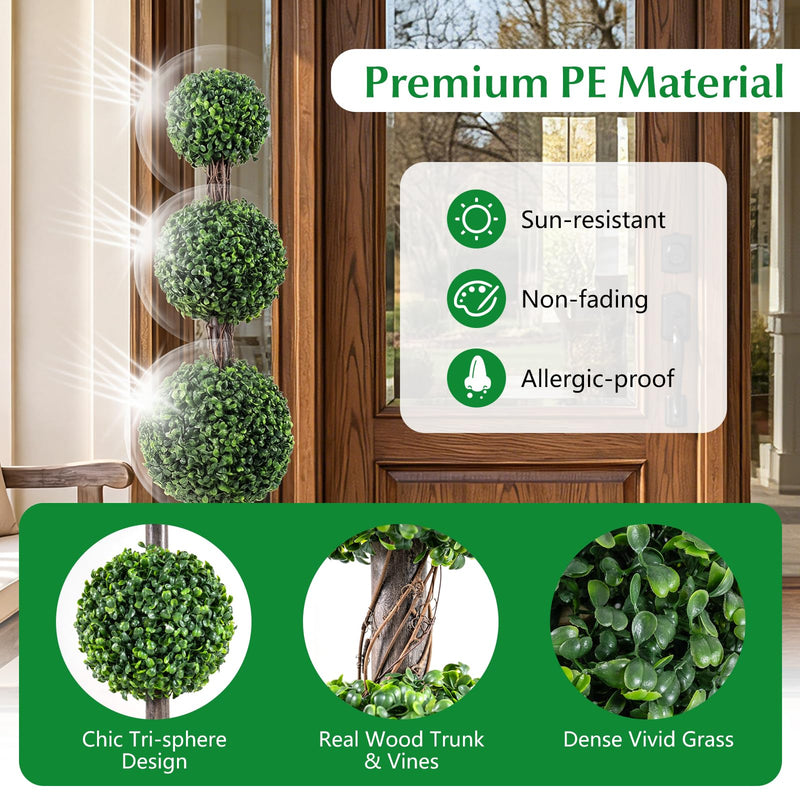 Load image into Gallery viewer, Goplus Artificial Triple Ball Boxwood Tree 4 FT Fake Topiary Tree(1/2)