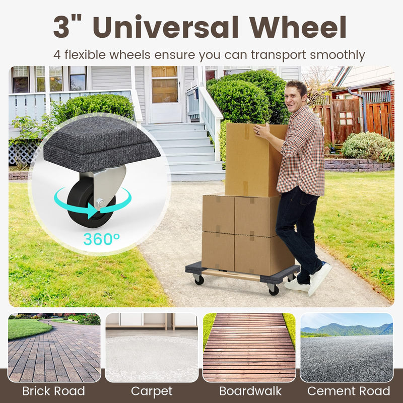 Load image into Gallery viewer, Goplus 4 Wheel Dolly Cart, 30.5" x 18.5" Furniture Dolly w/ 4 Universal Wheels