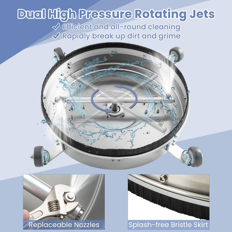 Load image into Gallery viewer, Goplus 20" Pressure Washer Surface Cleaner with 4 Wheels, Dual Handle, Stainless Steel Housing