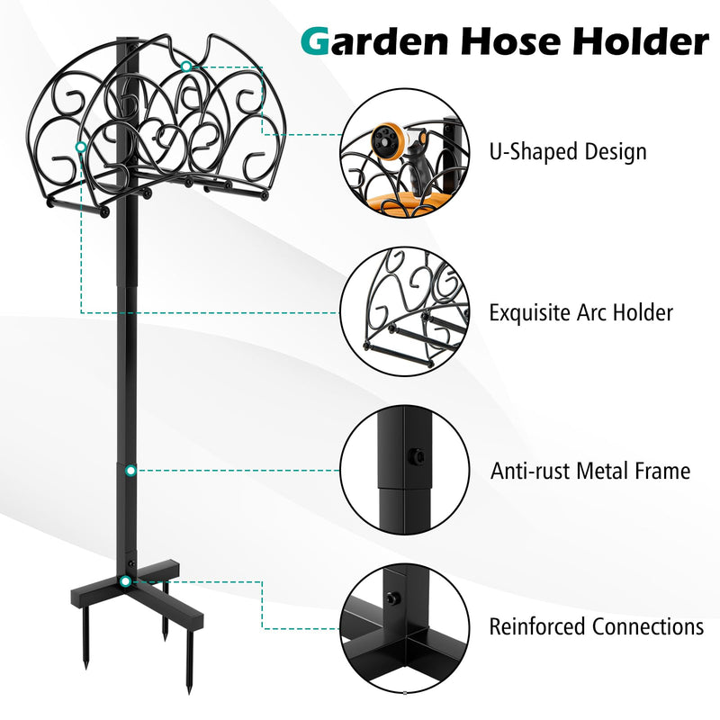 Load image into Gallery viewer, Goplus Garden Hose Holder, Detachable Metal Hose Stand Rack with 3 Anchor Points