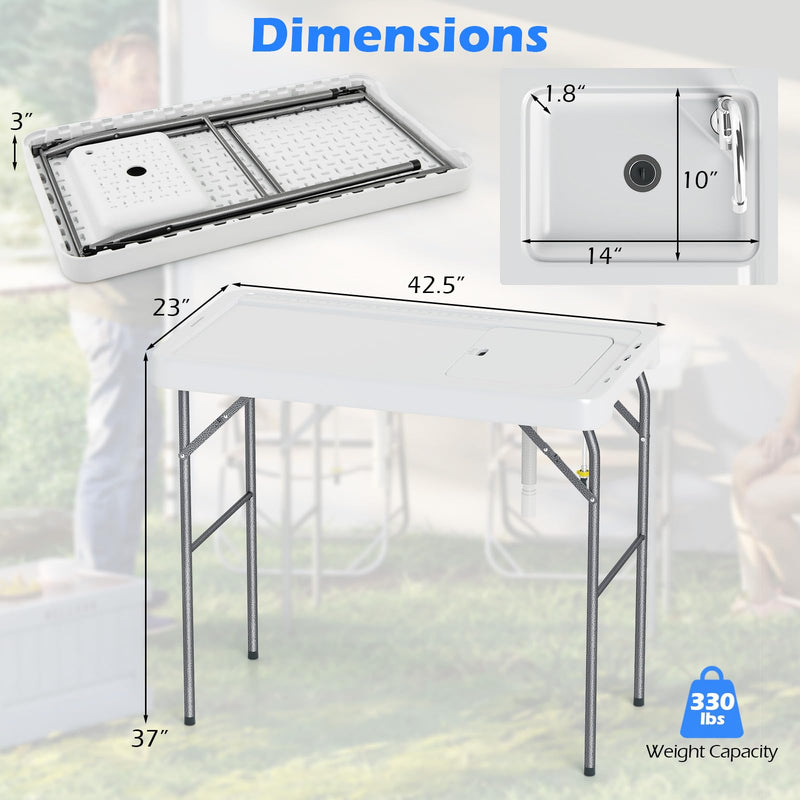 Load image into Gallery viewer, Goplus Folding Fish Cleaning Table 42.5 Inch Portable Camping Sink Table with Rotatable Faucet