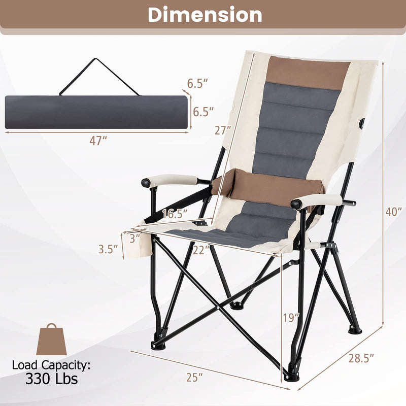 Load image into Gallery viewer, Goplus Camping Chairs, Portable Lumbar Back Beach Chair, Folding Chair for Outside, Fishing, Hiking, Picnic