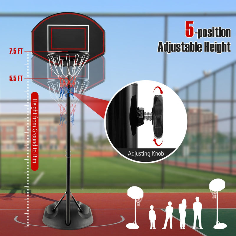 Load image into Gallery viewer, Goplus Portable Basketball Hoop Outdoor, 5.5-7.5 FT Basketball Goal with 5 Adjustable Height