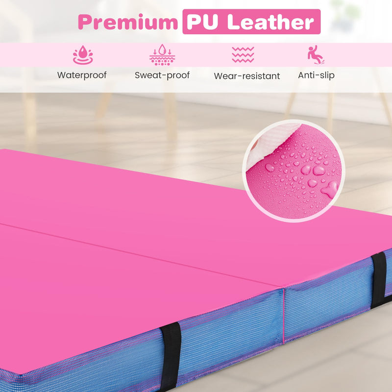 Load image into Gallery viewer, Goplus 4ft x 4ft x 4in Thickened Bi-Fold Fitness Mat with Carrying Handles & PU Leather Cover