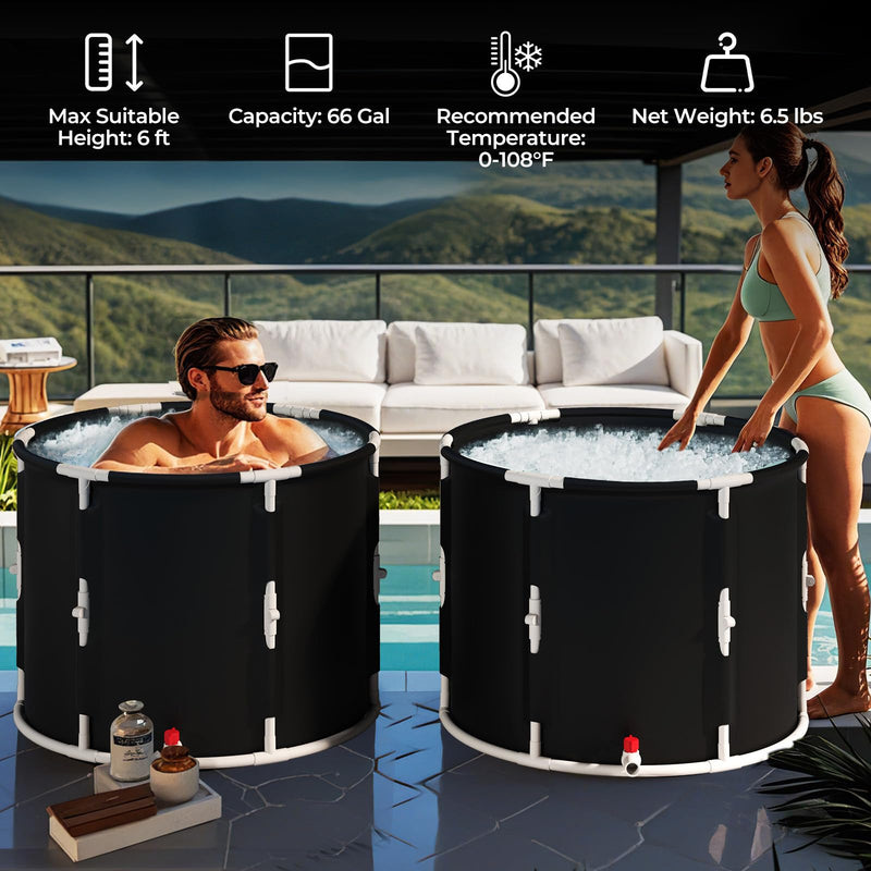 Load image into Gallery viewer, Goplus Foldable Ice Bath Tub for Athletes, Cold Plunge Tub w/Cover, Plunge Pool for Muscle Recovery Cold Water Therapy Training