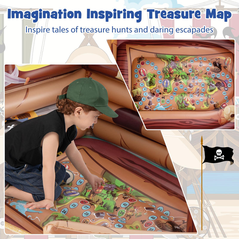 Load image into Gallery viewer, Goplus Inflatable Pirate Ship, Blow up Playscape with Built in Motor