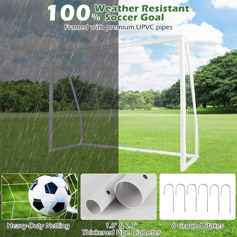 Load image into Gallery viewer, Goplus Soccer Goal, 8'x6' Soccer Net with Strong UPVC Frame, Quick Set-up, High-Strength Netting