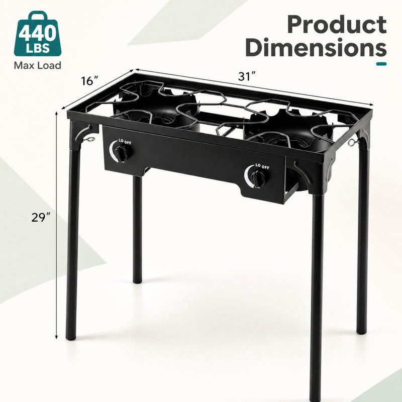 Load image into Gallery viewer, Goplus Outdoor Dual Burner Gas Stove | 160,000 BTU High Pressure