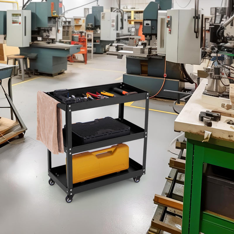 Load image into Gallery viewer, Goplus 3-Tier Utility Cart, Heavy Duty Commercial Service Tool Cart w/3 Spacious Shelves