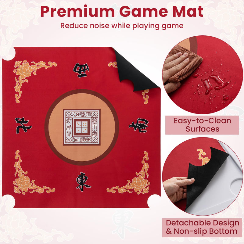 Load image into Gallery viewer, Goplus Mahjong Table, 35" Square Folding Card Table w/4Cup Holders, Anti Slip Mat, HDPE Tabletop w/Removable Mat