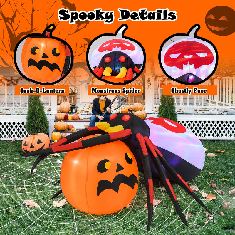Load image into Gallery viewer, Goplus 5 FT Halloween Inflatable Spider with Pumpkin, LED Lighted Halloween Decoration