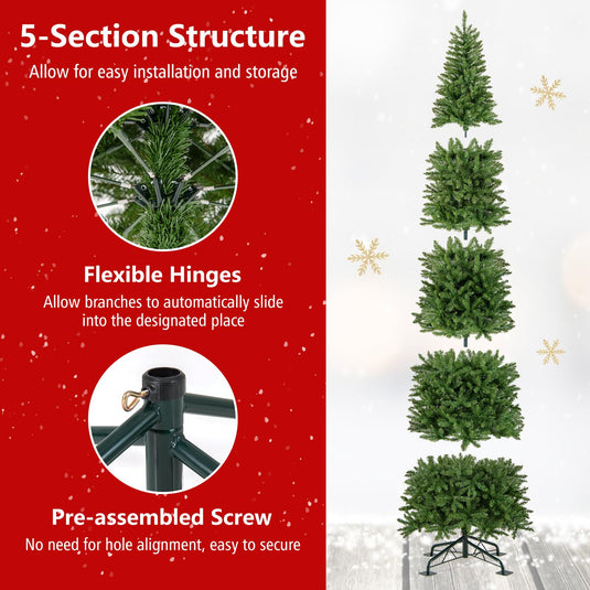 Goplus 12 FT Tall Pre-Lit Slim Pencil Christmas Tree | Holiday Party Decoration