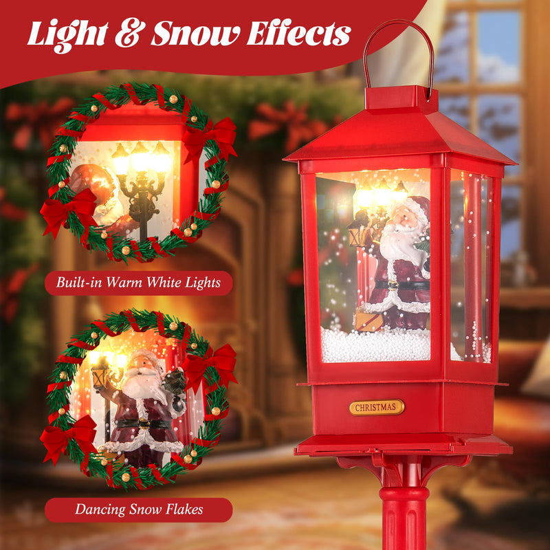 Load image into Gallery viewer, Goplus 61 Inch Christmas Street Lamp, Festive Musical Lamp Post w/Detachable Snow Globe Lantern