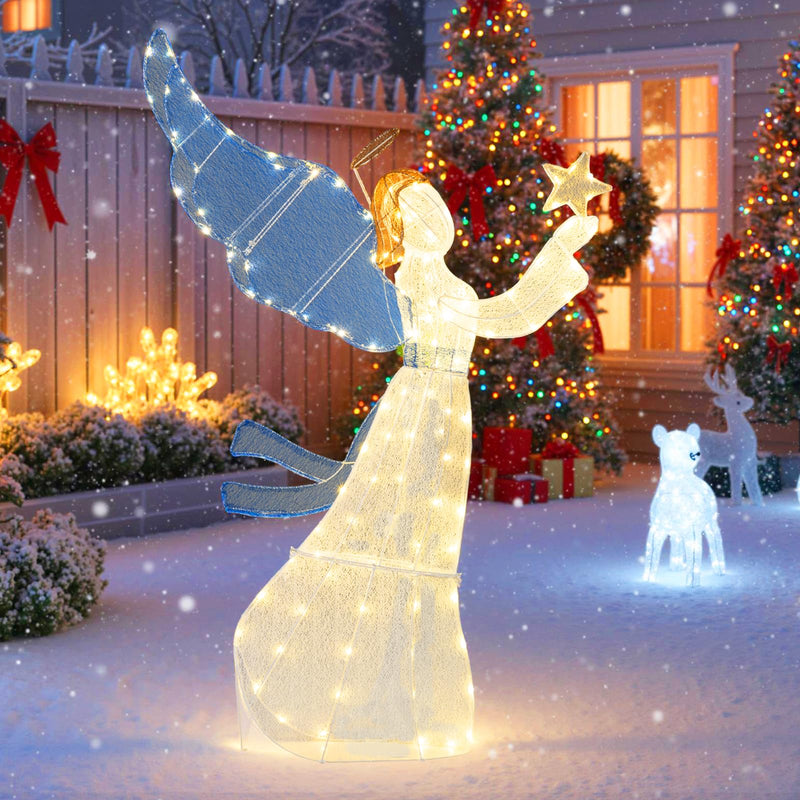 Load image into Gallery viewer, Goplus 5 Ft Lighted Christmas Angel with Star Halo Spreading Wings