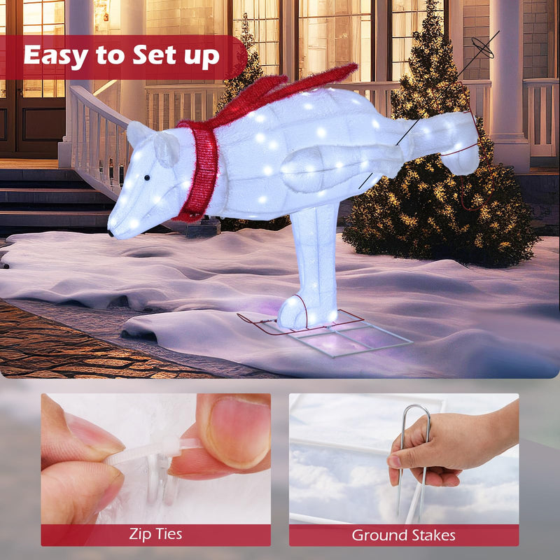 Load image into Gallery viewer, Goplus 4.5 FT Lighted Skiing Polar Bear, Light up Christmas Decoration with Red Scarf