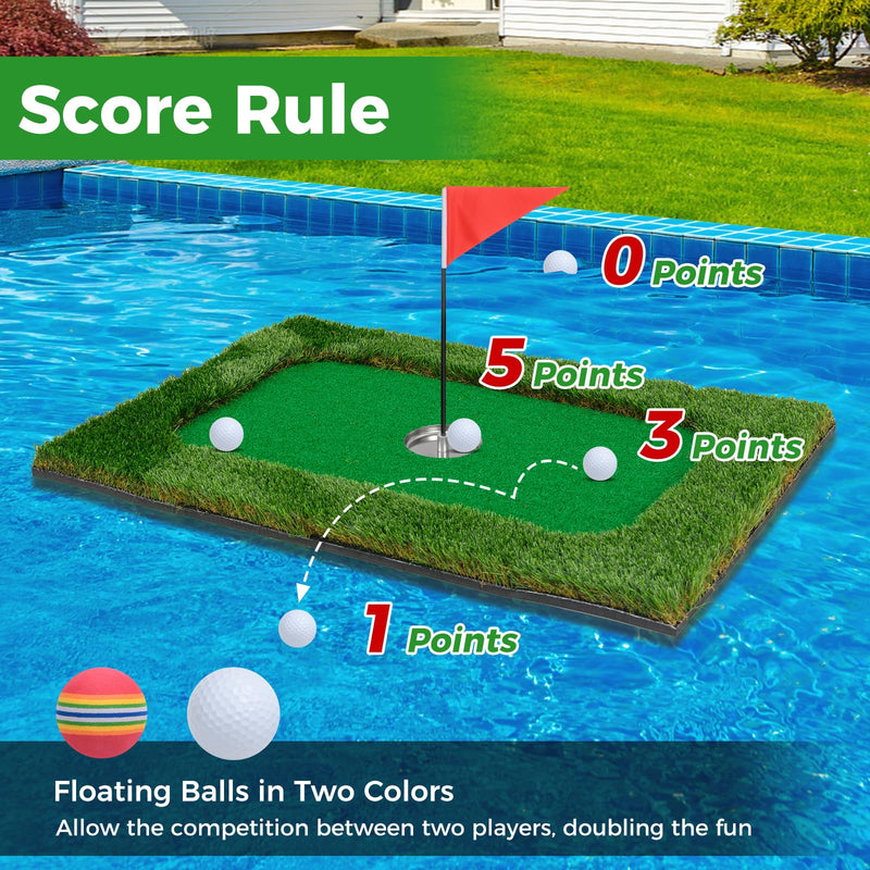 Load image into Gallery viewer, Goplus Floating Golf Green for Pool, Chipping Green Mat w/Hitting Mat, Golf Balls, Flag & Tee, Rectangle, 35.5" x 23.5"