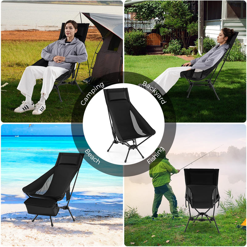 Load image into Gallery viewer, Goplus Portable High Back Camping Chairs for Adults Outside Hiking Beach