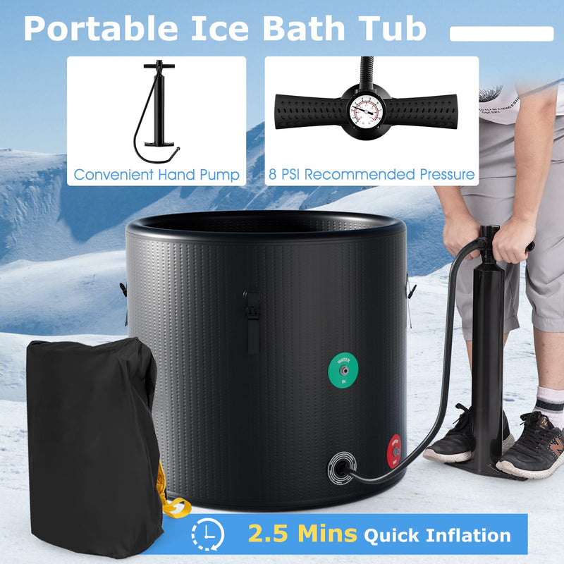 Load image into Gallery viewer, Goplus 79 Gal Ice Bath Tub for Athletes, Inflatable Cold Plunge Tub w/Multiple Layered, Lid, Pump