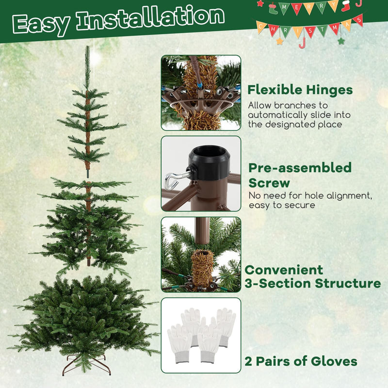 Load image into Gallery viewer, Goplus 7 FT Pre-Lit Artificial Christmas Tree with 1303 PE & PVC Branch Tips