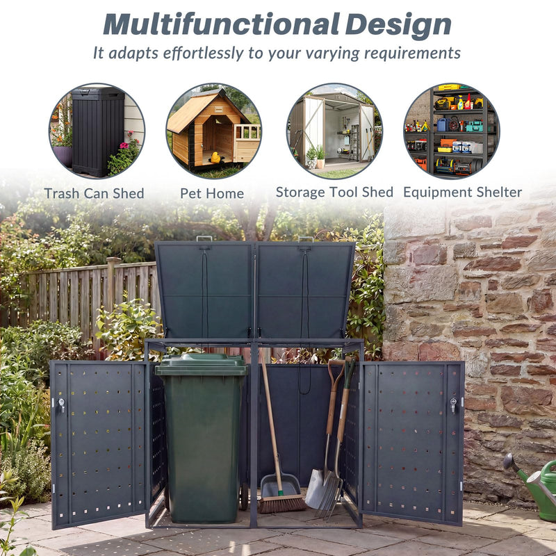 Load image into Gallery viewer, Goplus 44 Cu.Ft Outdoor Trash Can Storage with 2 Lockable Doors Gas Struts & Shock Absorbers